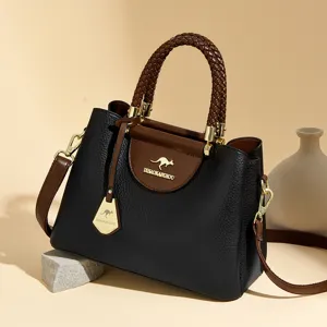 Women's Large Capacity Tote Bag PU Leather Handbag Casual Versatile Single Shoulder Bag Fashion Commuter Top Handle Bag
