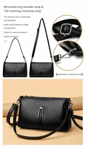 Women crossbody bag soft leather shoulder bag minimalist chic black fashion purse daily commute