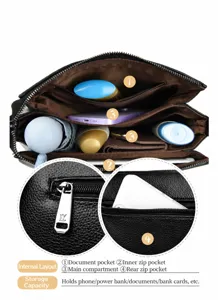 Women soft leather crossbody bag large capacity multi-pocket stylish casual shoulder bag