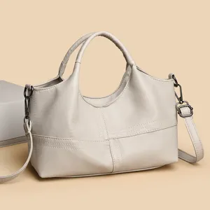 Classic soft leather women handbag, lightweight commuter shoulder and crossbody bag for daily use.