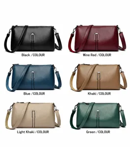 Women leather crossbody bag casual soft shoulder bag stylish commute daily handbag multi color