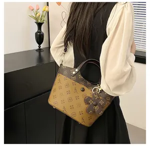 Women stylish retro shoulder handbag brown crossbody tote bag casual daily fashion purse 2025