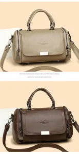 Stylish leather handbag with large capacity, perfect for casual daily wear and travel use.