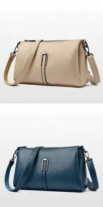 Women's minimalist soft leather crossbody bag, stylish casual commuter shoulder square bag.