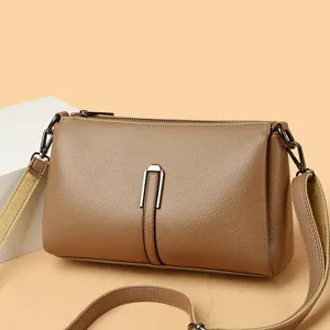 Women soft leather crossbody bag stylish shoulder bag commuter casual small square bag