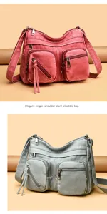 Borsa a tracolla morbida multiuso da donna borsa casual elegante con tasche multiple con cerniera