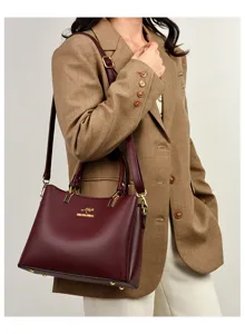 Stylish women handbag elegant shoulder crossbody bag high quality pu leather maroon retro style