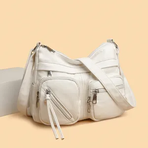 Borsa a Tracolla Multistrato di Grande Capacità da Donna Borsa a Spalla in Pelle PU Casual