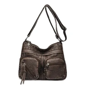 Borsa a tracolla multifunzione da donna marrone elegante borsa casual spalla