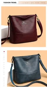 Women vintage soft leather shoulder bag casual large capacity commute messenger handbag