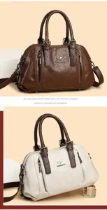 Stylish large capacity women handbag shoulder crossbody bag with top handle and zipper pocket.