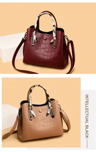 Elegante krokodil patroon PU lederen handtas met zijden sjaal detail voor dames