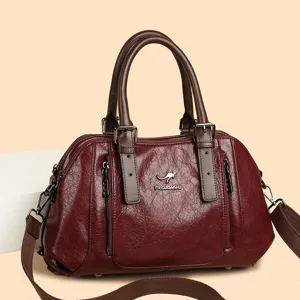 Stylish large capacity women handbag, faux leather shoulder crossbody bag with top handle for daily use.
