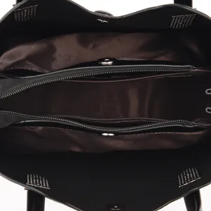 Zwarte dames shopper tas grote capaciteit PU lederen handtas met handige ritsvakken