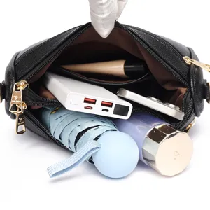 Stylish black PU leather crossbody bag for women, simple underarm shoulder bag with nice capacity.