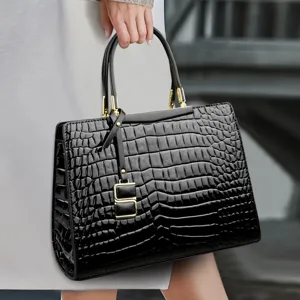 Dames PU Lederen Handtas Retro Krokodillenpatroon Schoudertas Casual Handvat Tas Mode Tote