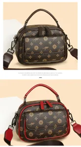 Stylish retro monogram women handbag with vintage floral and animal print, versatile crossbody design.