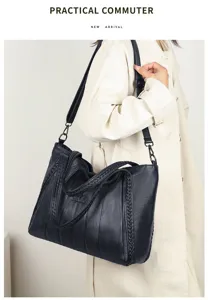 Vrouwen grote capaciteit shopper tas werk schoudertas casual PU leer crossbody tas