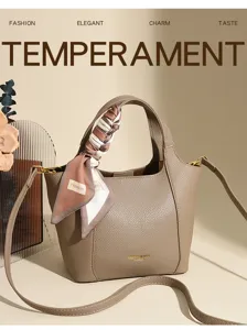 Elegant women shoulder bag with stylish scarf handle minimalist PU leather crossbody purse.