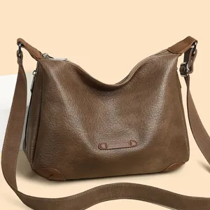 Élégant sac à bandoulière pour femme en cuir PU marron sac cabas décontracté chic.