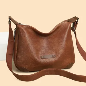 Elégant sac à bandoulière marron en cuir PU pour femme, sac à main polyvalent de mode.