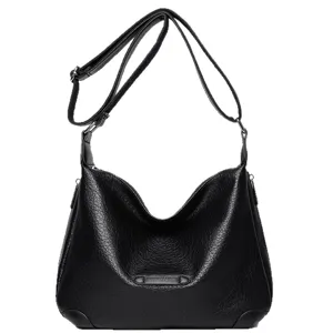 Sac à bandoulière en cuir PU noir sac cabas crossbody décontracté pour femme au quotidien.