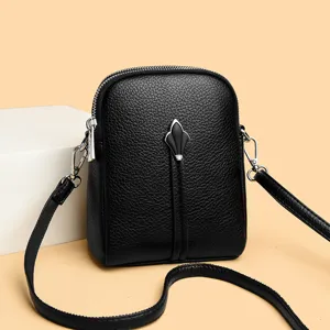 Women's PU Leather Crossbody Bag Simple Shell Shaped Shoulder Bag Casual Small Square Handbag With Zipper Coin Purse