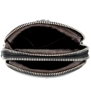 Mini double zipper coin purse casual solid color shell crossbody bag for women daily use