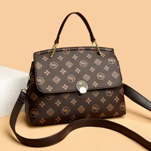Γυναικεία Vintage Τσάντα Χειρίου με Τύπωμα Retro Monogram Στυλ Δέρμα PU Χιαστί Τσάντα Ώμου Casual Καθημερινή Τσάντα