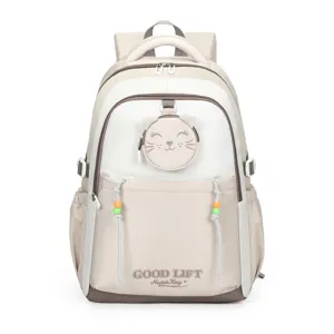 Cute cat pouch school backpack, aesthetic casual daypack for teens and students daily use.