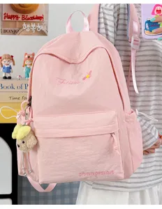 Japanese style solid color backpack for women, lightweight school bag for daily travel and school use.