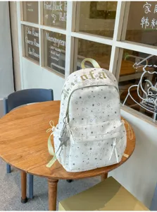 Korean ins style star print casual student backpack with large capacity and lightweight design