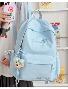 Japanese solid color casual backpack for women light cute school bag travel daypack