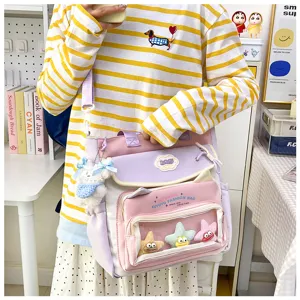 Cute large capacity transparent shoulder bag and cram school bag, perfect for daily use.