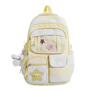 Japanese cute star backpack for women and students, large capacity, light school bag.