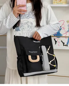Gran capacidad bolso cruzado multi-bolsillo para estudiantes, bolso casual de cercanías.