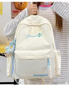 Japanese solid color college student backpack women lightweight school bag for daily use