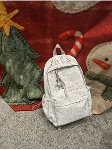 Korean ins style star print casual backpack, large capacity school bag for students daily use.