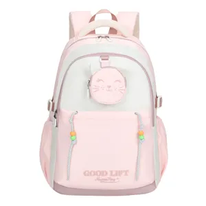 Japanese Style Star Print Backpack Women Nylon Casual Large Capacity School Bag Cute Cat Pendant Student Bookbag
