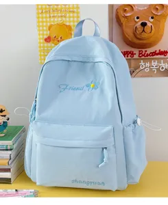 Lightweight casual school backpack for women, cute solid color travel daily book bag