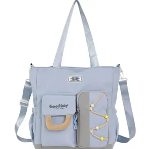 Bolso bandolera de lona de gran capacidad con múltiples bolsillos para la escuela.