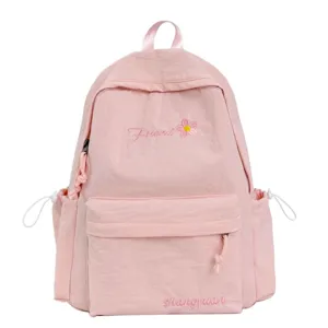 Casual pink college backpack for women lightweight school bookbag daily travel daypack