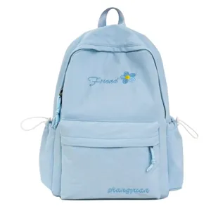 Light blue casual backpack for women daily school bag lightweight student travel daypack