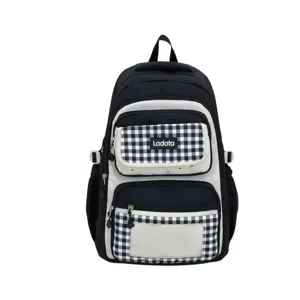 Large Capacity Student School Backpack Plaid Transparent Ita Bag Casual Oxford Cloth Bookbag For Teens