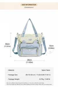 Bolso ita dulce de estilo japonés para estudiantes, bolso tote transparente de orejas de gato.
