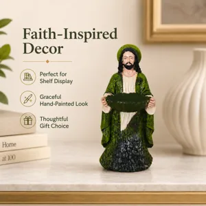 Resin Jesus figure statue desktop decor ornament bird feeder for home shelf display detail view