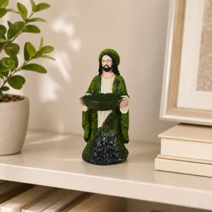 Resin Jesus figurine statue religious home decor tabletop ornament bowl bird feeder display.