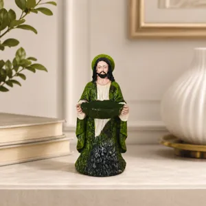 Resin Religious Figurine Bird Feeder Statue Hand Painted Christmas Decor For Garden Home St. Francis Character Sculpture Ornament