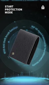 Portefeuille anti-vol en cuir PU pour homme, porte-cartes RFID et étui à monnaie élégant.