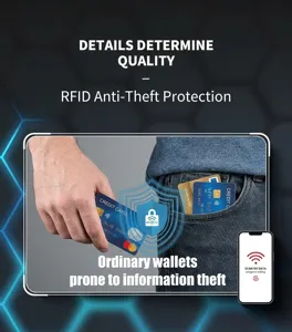 Portefeuille homme anti-vol RFID en cuir PU porte-carte d'affaires vue de détail